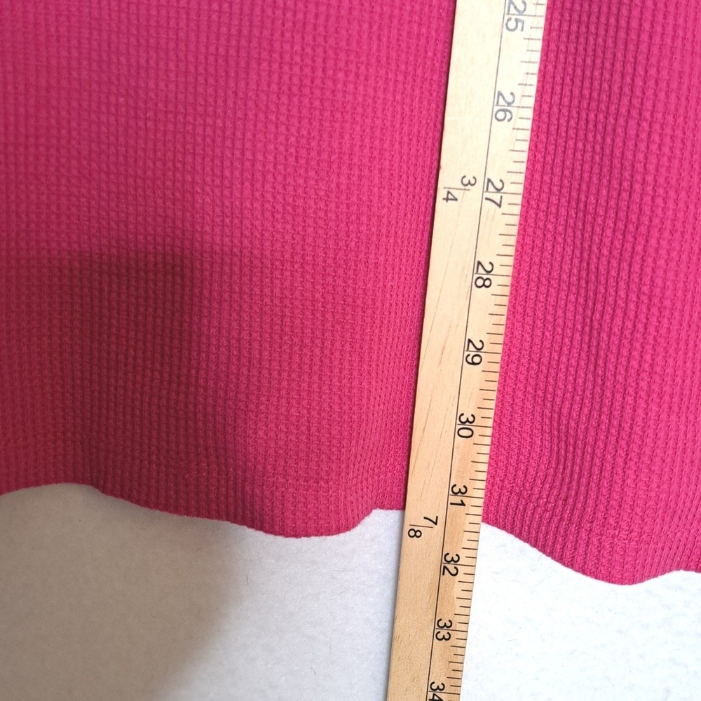 Woman Within Henley Top Womens 22/24 Pink Waffle Knit Short Sleeve Button Neck - Picture 13 of 13